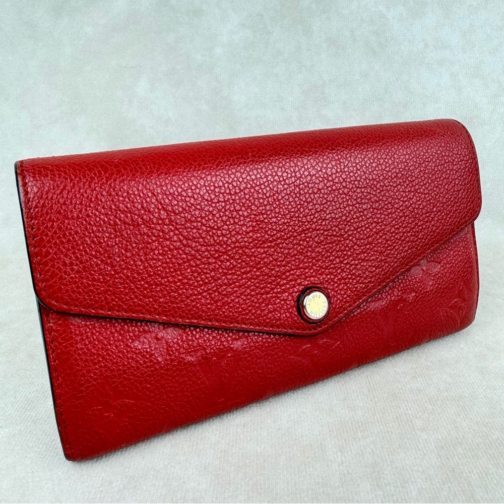 Louis Vuitton Red Empreinte Sarah Long Wallet GA2106 Initials A.M. - Picture 2 of 16